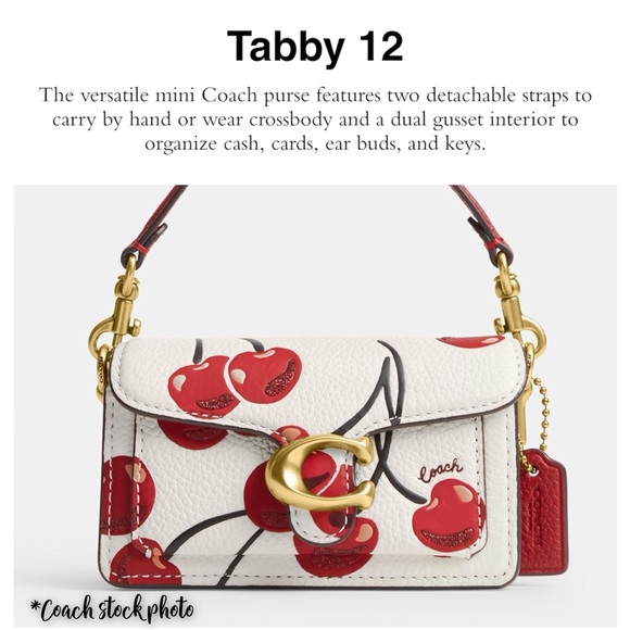 🚫SOLD🚫 Coach Tabby 12 Cherry Print and Coach Cherry Charm Collectible + Gift Box - Picture 3 of 17